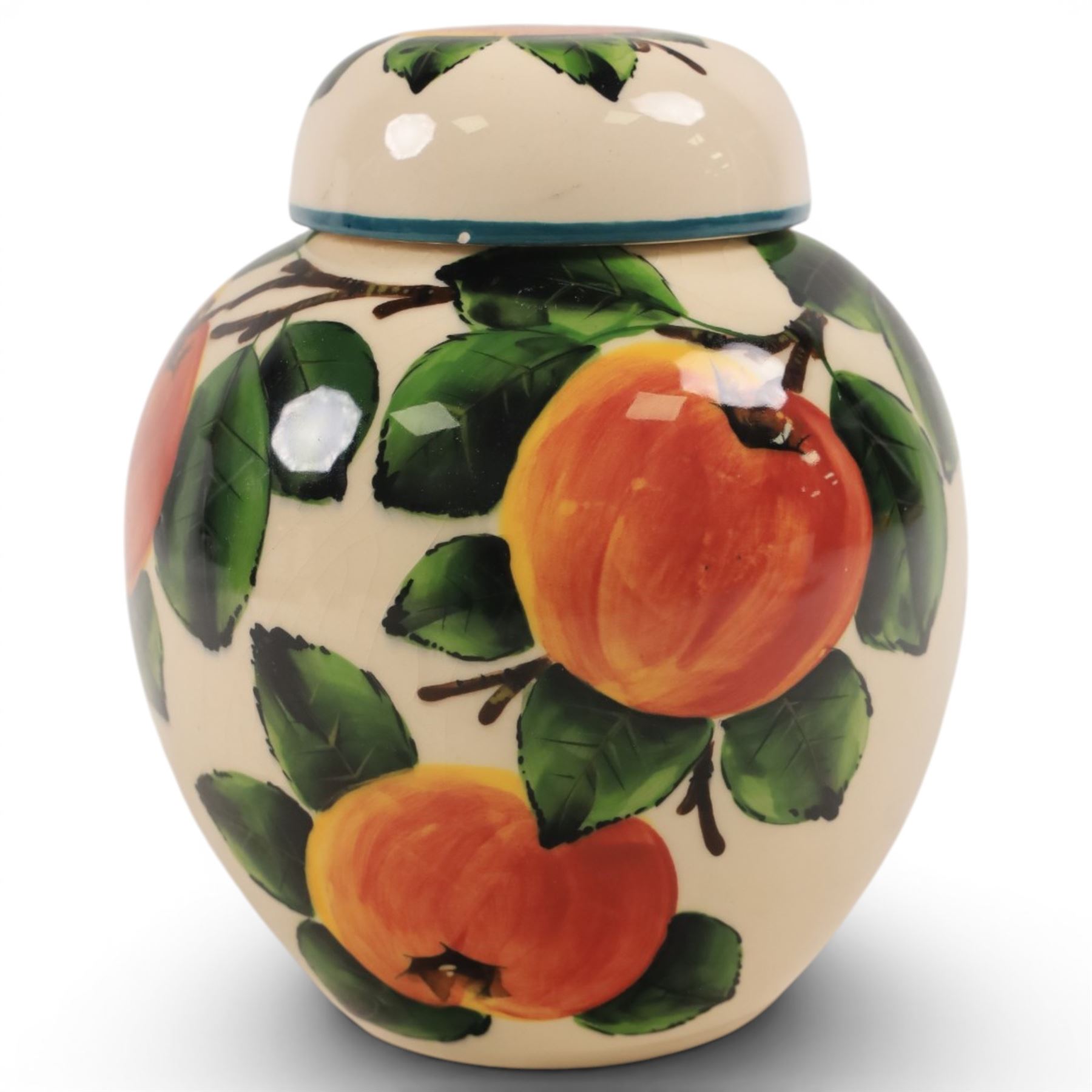 Wemyss Pottery ginger jar, decorated with apples, signed beneath, H18cm