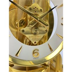 Jaeger-LeCoultre Atmos timepiece clock, in gilt brass and glass case, with wall mount, serial number - 444966