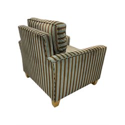 Peter Silk of Helmsley - armchair upholstered in stripe fabric