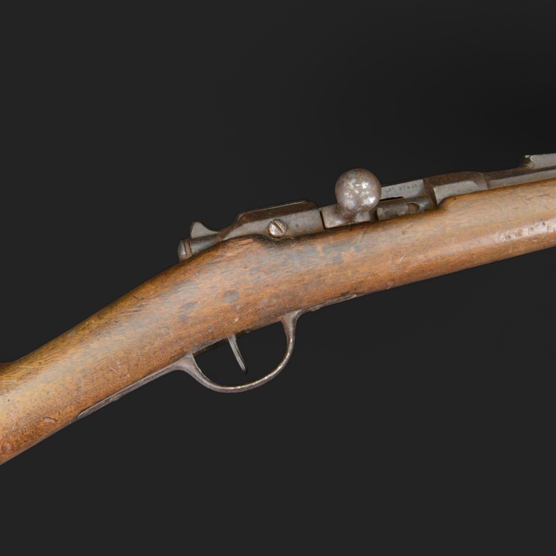 REGISTERED FIREARMS DEALER ONLY De-activated 19th Century French Chassepot Rifle type 1874, serial no 60024, breech stamped Manufacture D’Armes, with detachable ram rod bolt action with full length walnut stock, stock marked 29916 V MA M S Juillet J 1874, L130cm IMPORTANT NOTE THE RIFLE IS DEACTIVATED BUT TO PRE-2018 STANDARD ONLY. IT CAN ONLY BE PURCHASED BY A REGISTERED FIREARMS DEALER, MUSEUM HOLDING CURRENT UK LICENCE OR WITH APPROPRIATE EXEMPTION