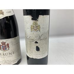 Chateau Musar, Gaston Hochar, red wine, from Bekaa Valley, Lebanon, 75cl, 14% vol, two bottles, dates unknown, together with two bottles Beaune 1990 Les Caves Des Hautes-Cotes, 75cl, 13% vol (4)