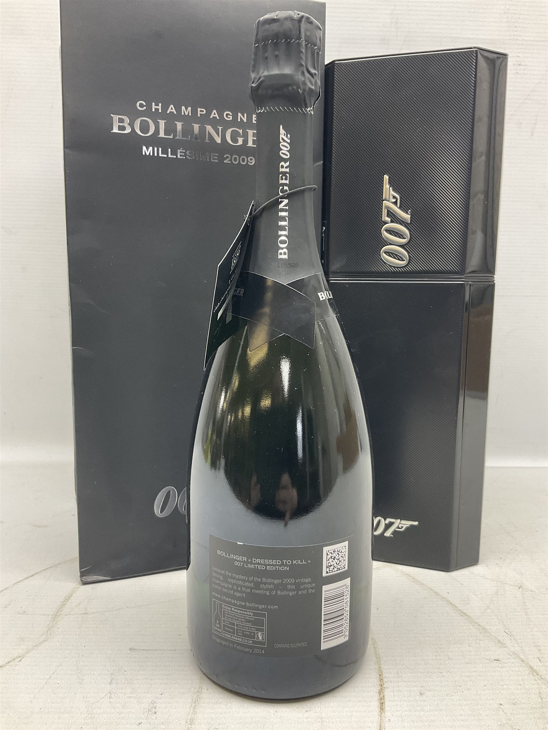Bollinger Millesime, 2009, James Bond 007 Spectre champagne, housed in original black twist open presentation case, bag and tag, 75cl, 12% vol