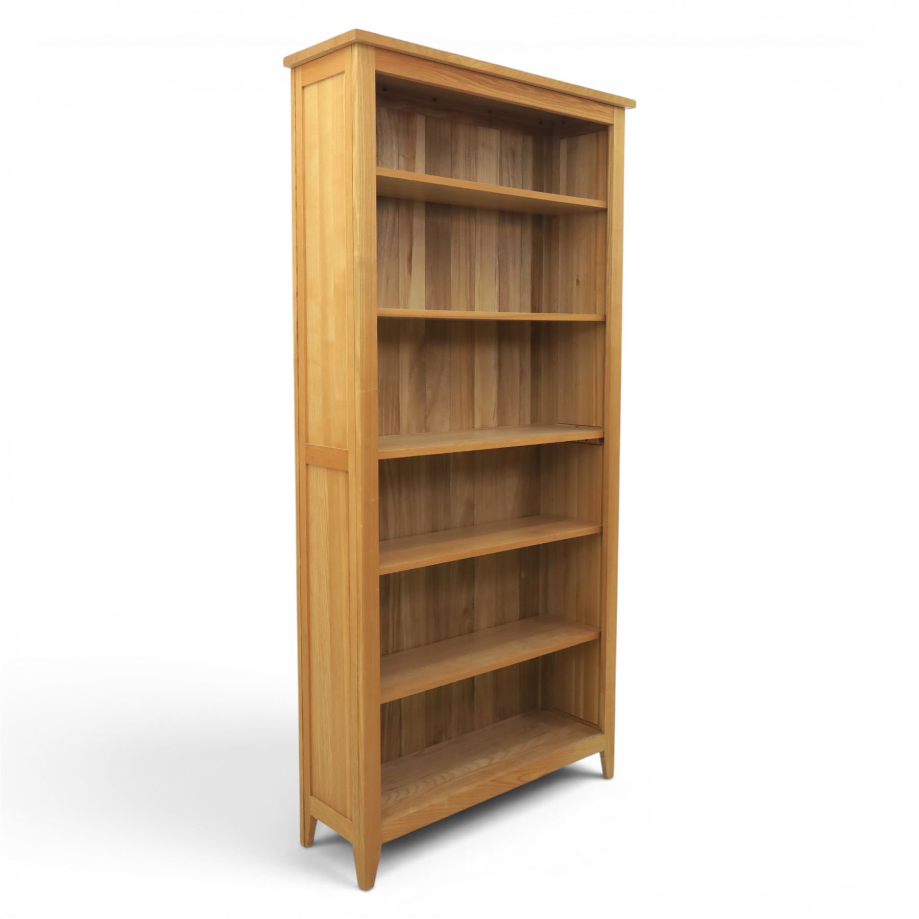 Light ash and oak open bookcase, fitted with five adjustable shelves