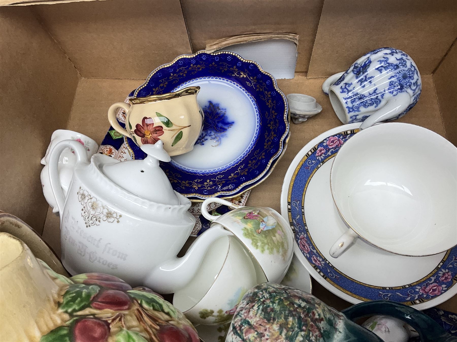 Collection of ceramics, to include Bretby Clanta Vase, Beswick Winnie the Pooh owl, Shelley teacup and saucer, Shelley Candlestick, Wedgewood vase etc, in two boxes