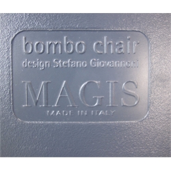 Magis Bombo Anthracite oval dining table, tulip style chrome finish base (W170cm, H76cm,D110cm) and four adjustable egg chairs