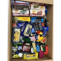  Collection of boxed and loose diecast vehicles including Matchbox, Corgi, Atlas and others in one box  