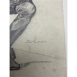 English School (Mid 20th century): Portrait of a Seated Gentleman, pencil indistinctly signed, with Examined South Kensington blindstamp 41cm x 24cm