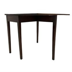 Mahogany rope twist jardiniere stand (H98cm); George III mahogany fold-over tea table (H75cm); occasional table with sectioned drawer (H72cm, W49cm, D37cm); upholstered stool (4)