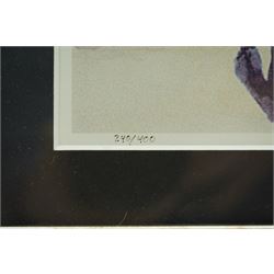 Tiffany Erwin Cant (American 1954-): '12:15' and 'Falling Fruit', pair of limited edition lithographs numbered 240/400 and 383/400, 51cm x 68cm (2)