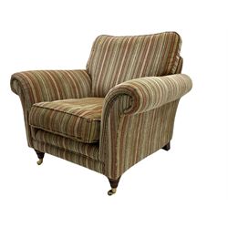 Parker Knoll armchair, upholstered in stripe fabric