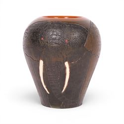 Dennis China Works miniature vase, decorated with elephants, H9cm