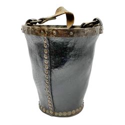 Victorian leather fire bucket with riveted detail and leather carry handle, not including handle H29cm D27.5cm