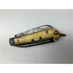 Early 20th century Royal Garrison Artillery Orkney army folding jack/clasp knife, the blade inscribed 'Orkney R.G.A.(T) and marked F. Newton Premier Sheffield, with blade and marlin spike and horn grips