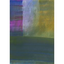 Makiko (Japanese Contemporary): Abstract in Green and Purple, watercolour unsigned 50cm x 35cm 
