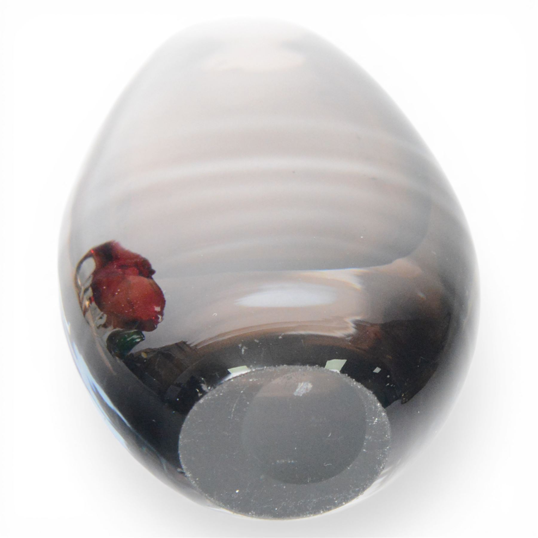 Three mid-century vases, comprising green Czech ‘winged’ vase, cinnamon vase, B894, designed by Gunnar Nyland for Strombergshyattan, signed beneath and Whitefriars ‘molar’ vase, designed by William Wilson 