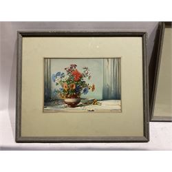 Noel Harry Leaver (British 1889-1951): Still Life of Summer Flowers, pair watercolours signed 17cm x 25cm (2)