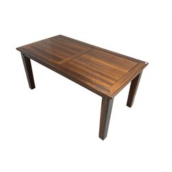 Hardwood rectangular dining table on square tapered legs