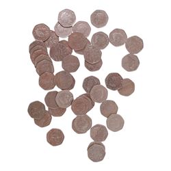 Approximately 45 Queen Elizabeth II commemorative fifty pence coins, including 2023 'Atlan...