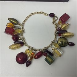 Victorian silver bon bon dish, with pierced decoration, hallmarked together with a pearl three row bracelet, with gold plated clasp and a glass bead bracelet on gilt metal chain