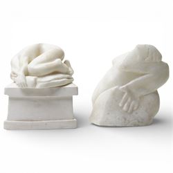 Two contemporary polished quartz nude sculptures, both signed 'Vivien', one on stand, larg...