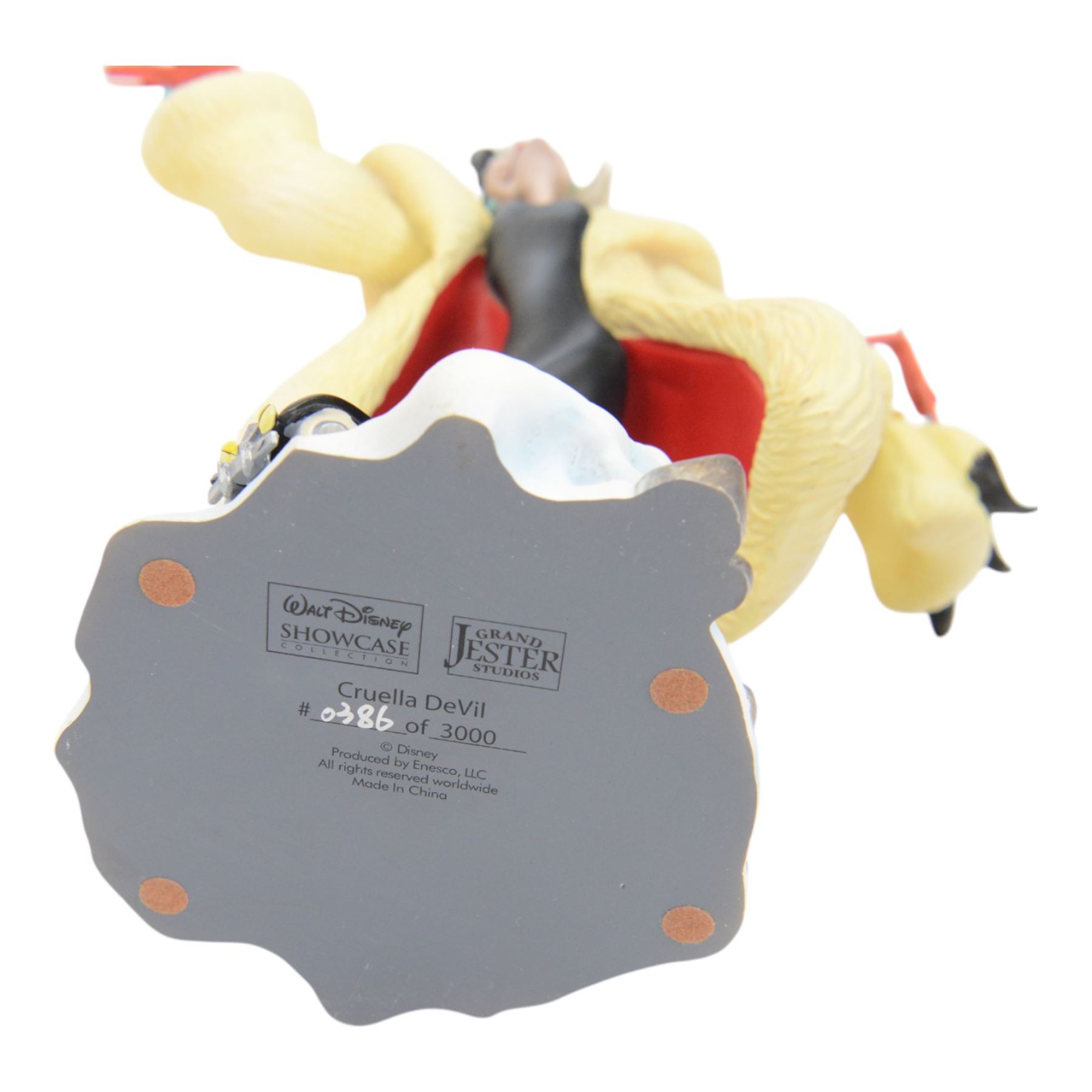 Grand Jester Studios Disney Showcase Collection figures, comprising Cruella De Vil, Ursula, Maleficent, Dragon, all boxed