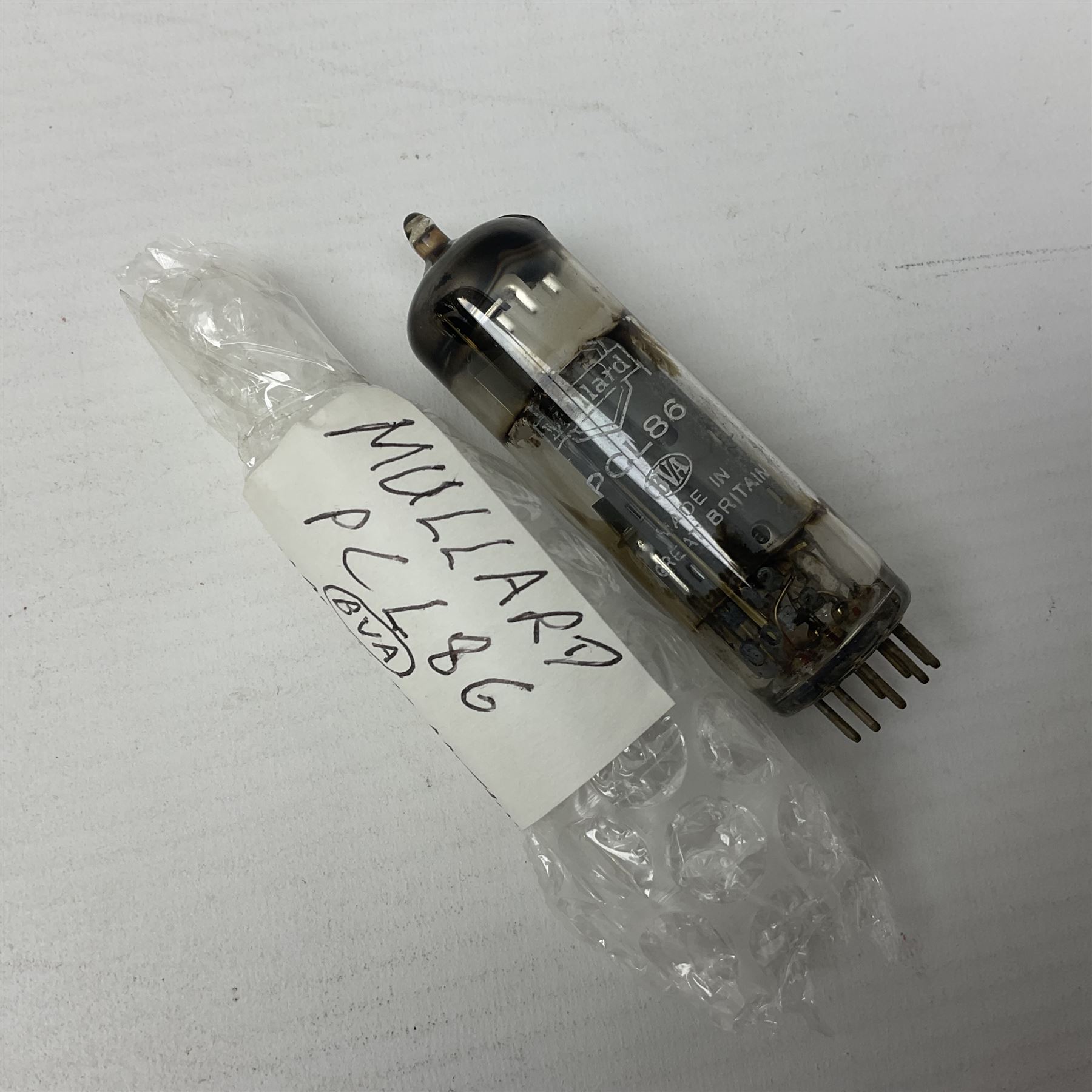 Collection of Mullard thermionic radio valves/vacuum tubes, including PY500, PFL200, EF80, PC88, PCL86, etc approximately 60 as per list, unboxed