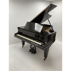 Bluthner, Julius, circa 1880, rosewood cased boudoir grand piano, iron framed with overstrung movement, no. 21792, supplied by Harrods Ltd, London, no. H 48904