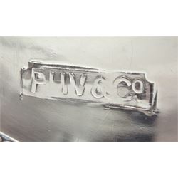 Pair of  Edwardian silver specimen vases by Thomas Fattorini, Birmingham 1902, one other by P H Vogel & Co, Birmingham 1970 and a silver coin dish set with a commemorative nickel crown