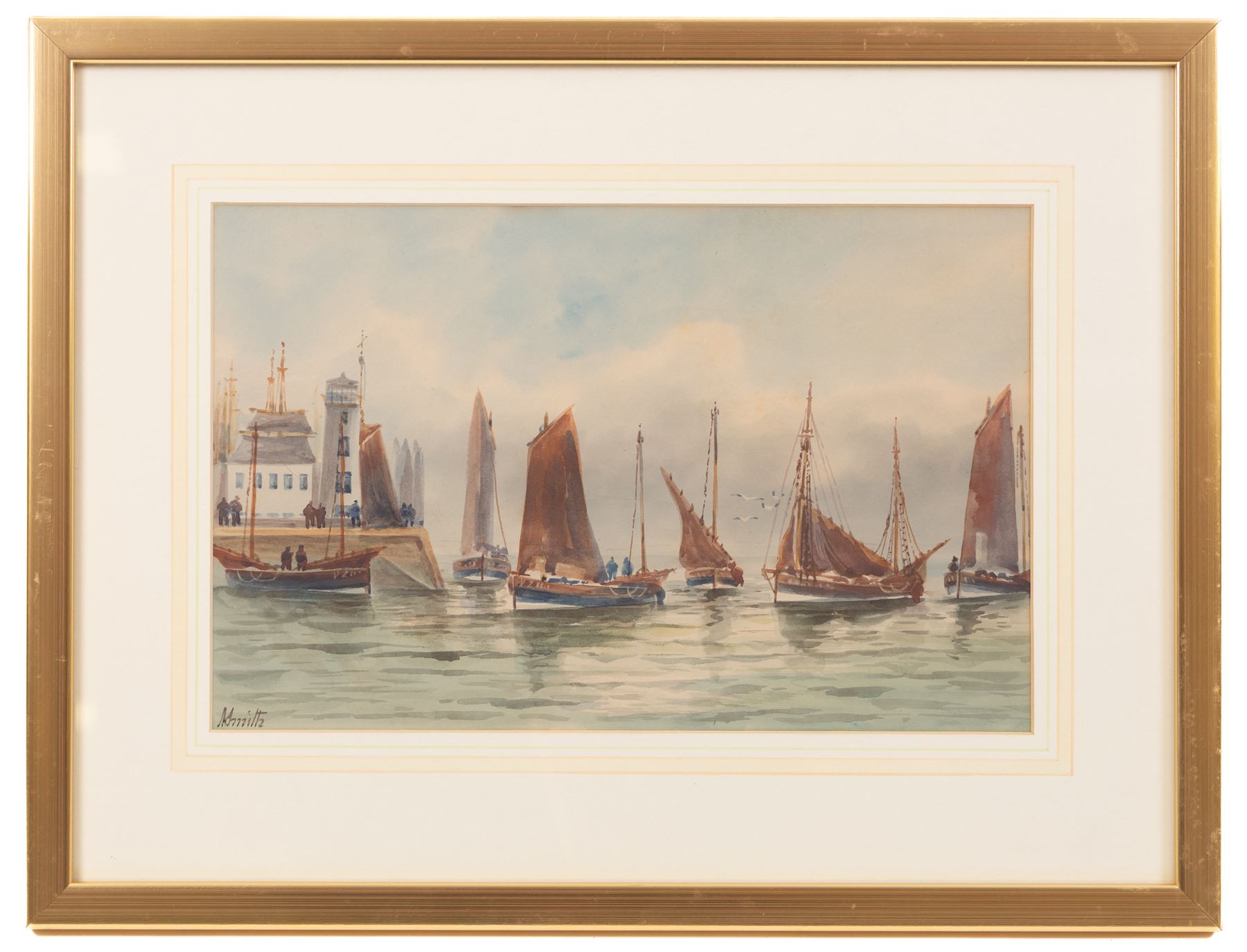 John Wynne Williams (British fl.1900-1920): Whitehead Hill and St Marys Steps, pair watercolours signed 24cm x 15cm; Austen Smith (British Early 20th Century): View towards Scarborough Castle, watercolour signed and dated 1913, 10.5cm x 17.5cm; A Smith (British Early 20th Century): Scarborough Harbour Scenes, pair watercolours signed 22cm x 34.5cm (5)