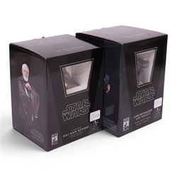 Two Gentle Giant limited edition Star Wars Collectible Mini Busts, Luke Skywalker Jedi Knight no. 2045/6500 and Obi-Wan Kenobi no. 1830/6000, both both with certificate of authenticity