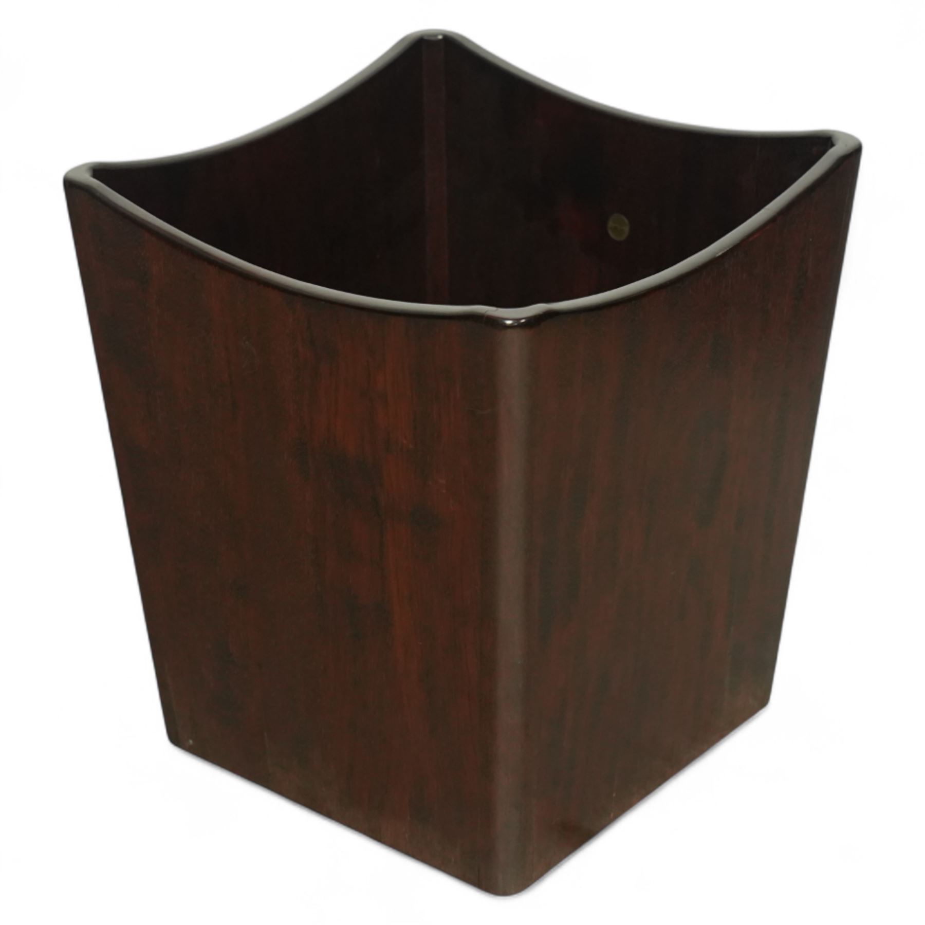 Dyrlund -  contemporary Santos rosewood square paper bin, with concave flared rim