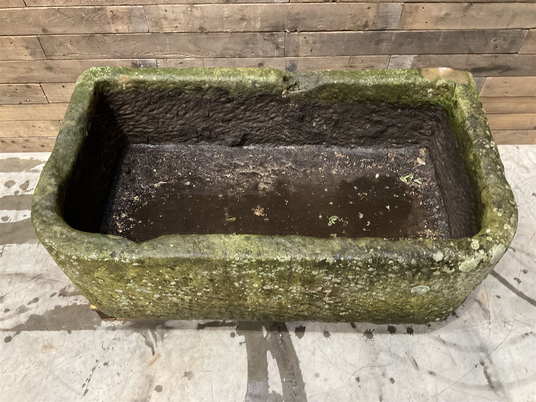 Large 19th century D shaped stone trough