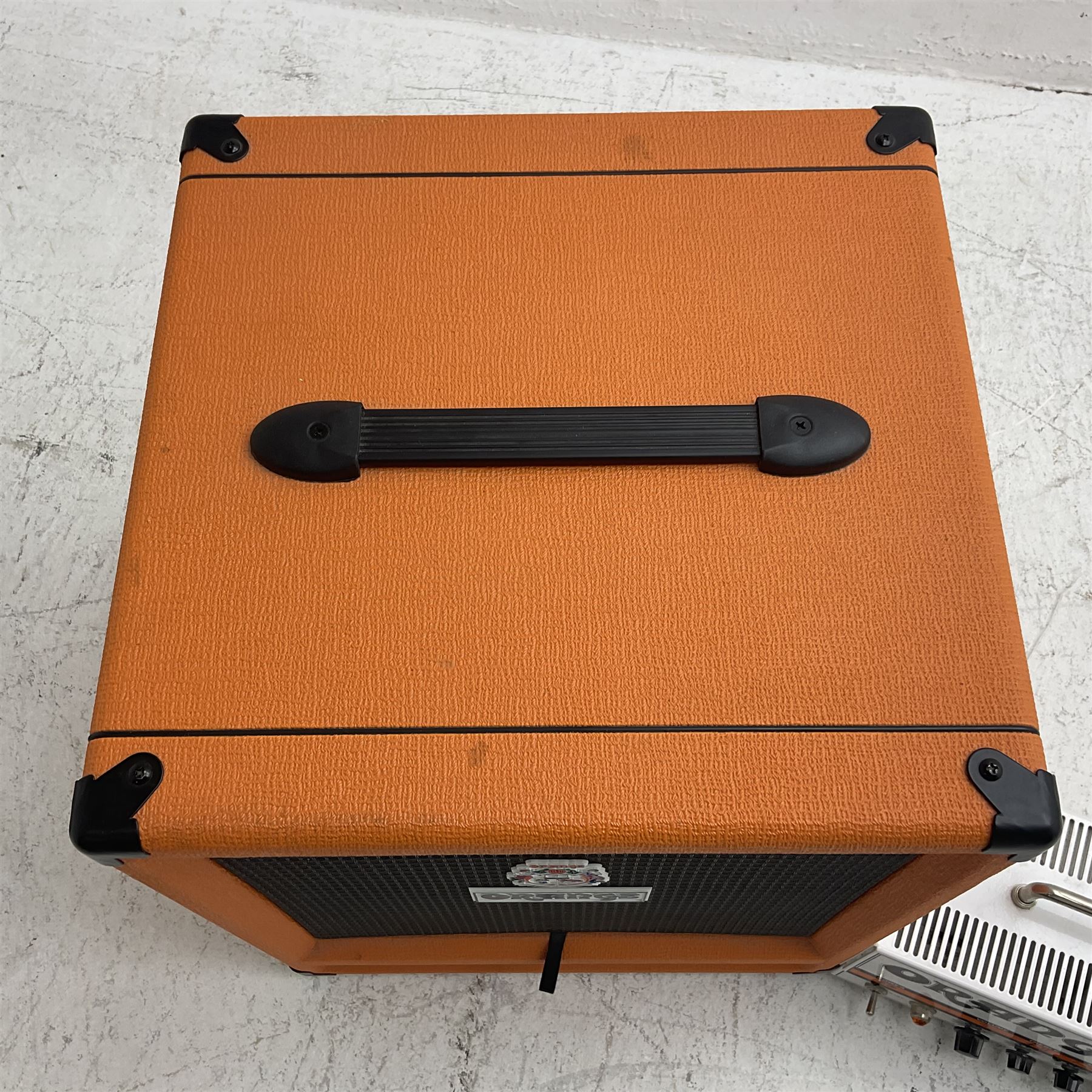 Orange 'Terror Bass' 500 watts Class D Hybrid Bass Amplifier; serial no.03742-0814; L30cm; and Orange 'Voice of the World' SP212 bass cabinet with 2 x 12
