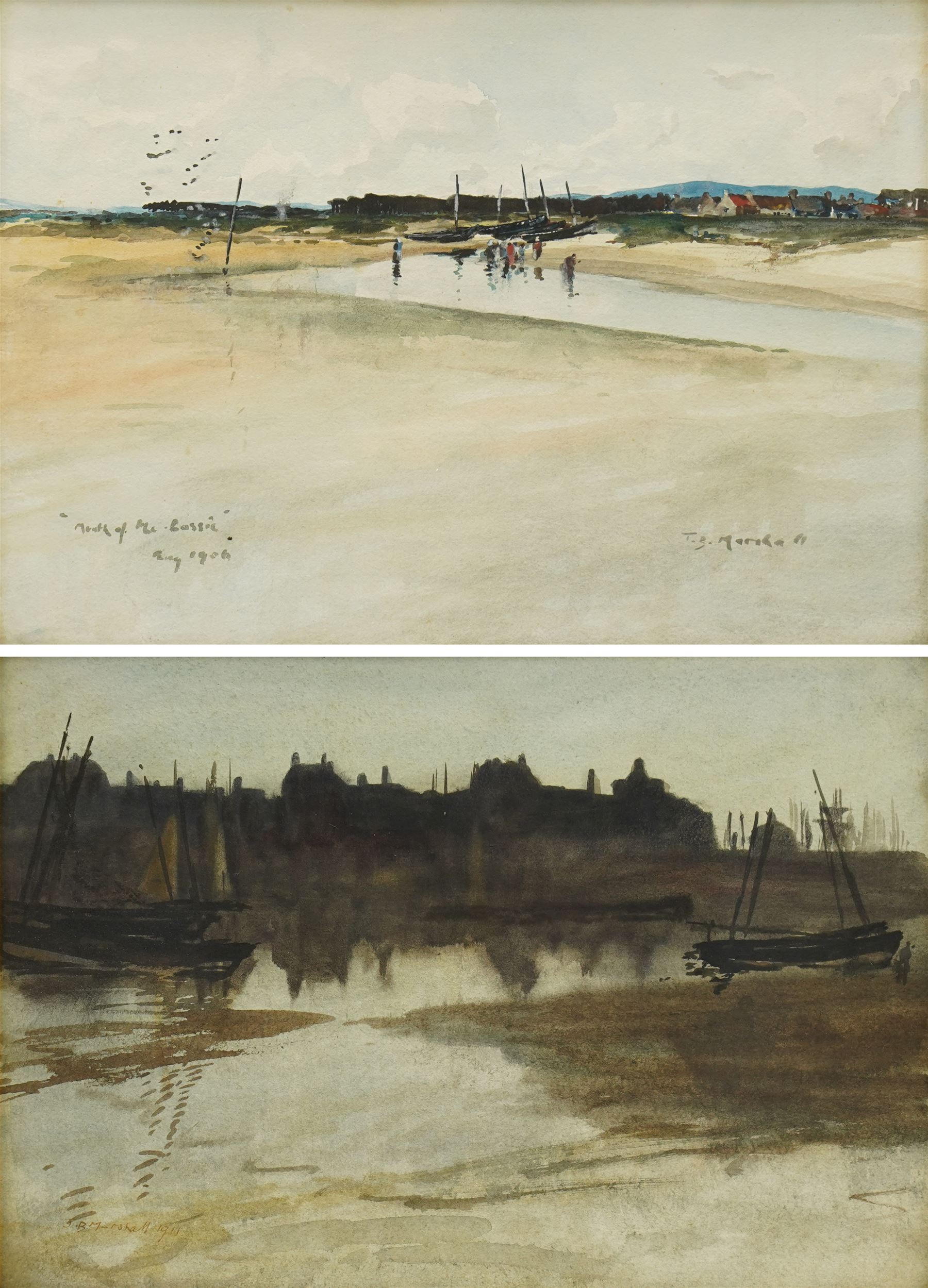 John Blyth Marshall (British 1898-1930): 'Mouth of the Lossie' (Lossiemouth) Scotland, pair watercolours signed and inscribed 24cm x 34cm (2)