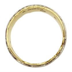 18ct gold ring, with abstract pierced white gold overlay, maker's mark MCT, Birmingham 1975