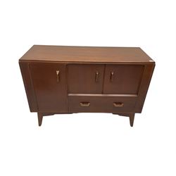 G-Plan - 'Brandon' oak sideboard, fitted with single cupboard and double cupboard over single drawer, raised on splayed tapered supports