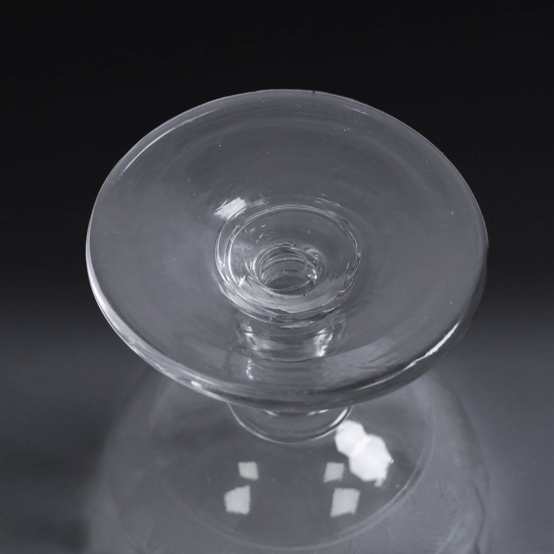 Georgian masonic etched glass rummer, H13cm