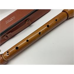 Yamaha model no.YRT-43 three-piece tenor baroque recorder; in fitted case