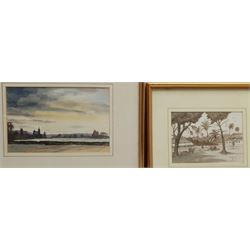 Sir Arthur David Saunders Goodall (British 1931-2016): Byland Abbey, Rievaulx Abbey, and 'Saligao Goa', three watercolours signed with monogram and variously dated, max 24cm x 30cm (3)
Notes: David Goodall was a British diplomat and High Commissioner to India from 1987-1991. His interest in painting began at school at Ampleforth College, but he only started painting seriously twenty years later after reading Churchill's 'Painting as a Pastime'.