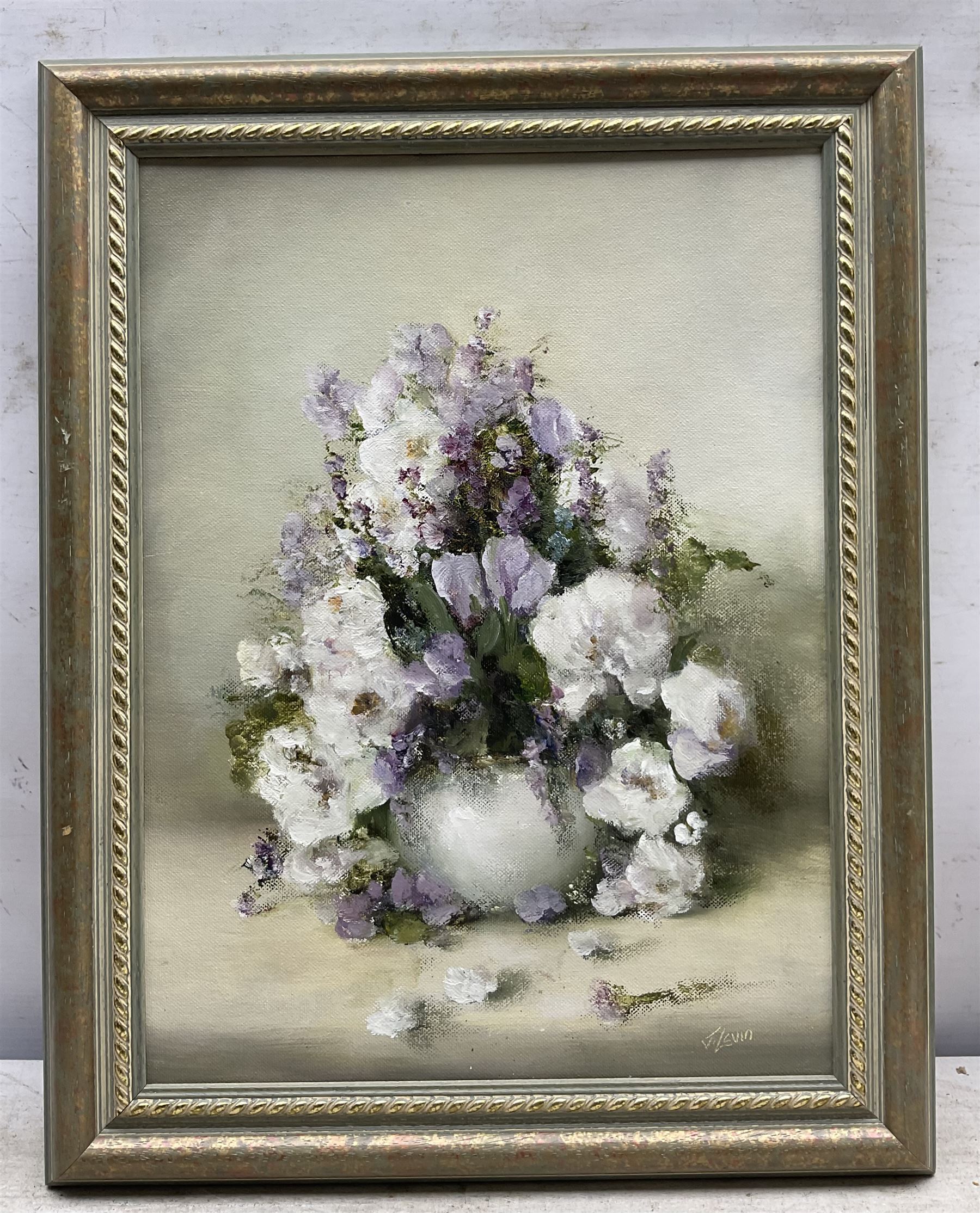 Judith Levin (British 1956-): Still Life of Flowers in a Vase, oil on canvas board signed 39cm x 29cm 