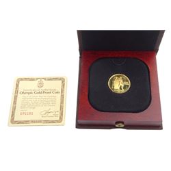 Canadian Olympic 100 dollars 22ct gold proof coin by the Royal Canadian Mint, boxed