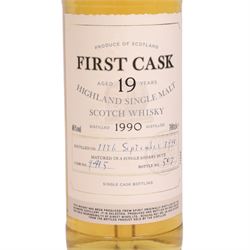 Dalmore 19 year old Highland single malt scotch whisky 46% vol 700ml, First Cask; distilled 11th September 1990, from cask number 9415, bottle number 507, with certificate