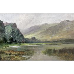 Frank Thomas Carter (British 1853-1934): Loch Landscape with Castle, oil on canvas signed 30cm x 45cm