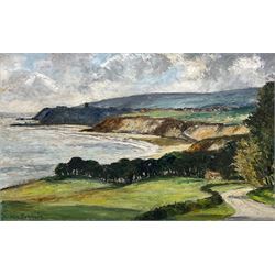 Ken Johnson (British 20th century): Whitby from Lythe Bank, oil on board signed 37cm x 60cm
