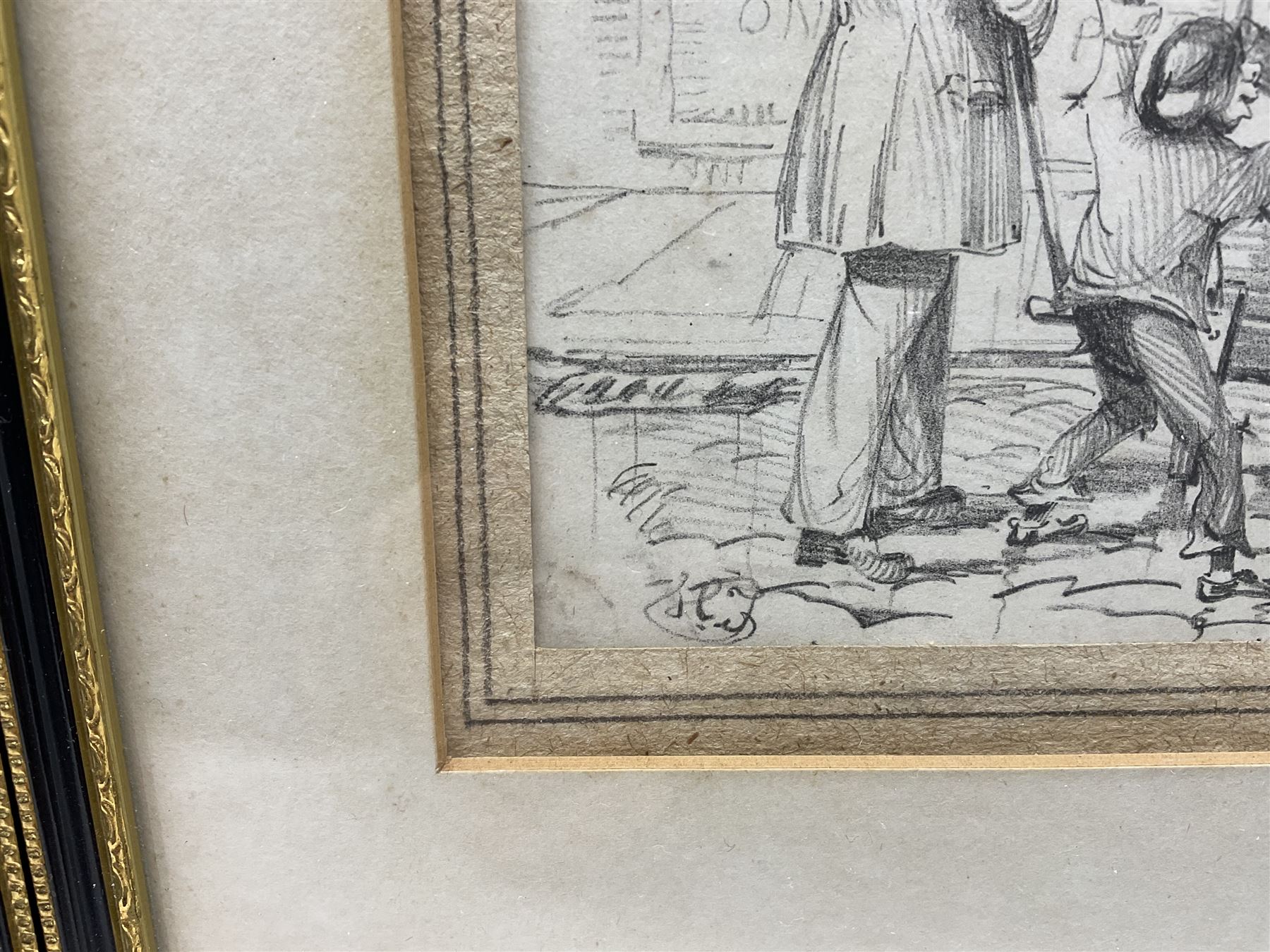 English School (Mid 19th century): Temperance Movement Cartoons, pair pencil drawings signed with indistinct monogram, possibly HF or HJ 19cm x 25cm (2)