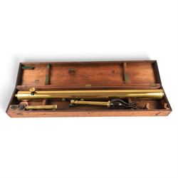 19th century lacquered brass refracting telescope by Bateman & Branches, 104 Strand London...