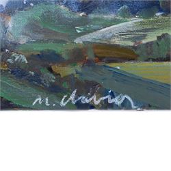 M Davies (British Contemporary): 'Robin Hood's Bay/ Ravenscar from Stoup Brow', oil on canvas signed, titled and dated 2009 verso 40cm x 50cm (unframed)