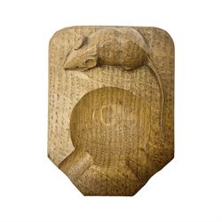   Mouseman oak ashtray, canted rectangular form with carved mouse signature, by the workshop of Robert Thompson, Kilburn, L10cm