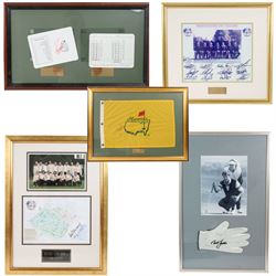 Signed golf memorabilia, to include 1988 US Masters Champion Augusta National flag, signed...