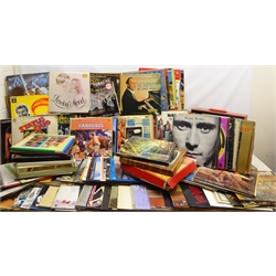  Large collection of LP's and 78 RPM records including Phil Collins 'Face Value', Madonna 'true blue', Status Quo 'Piledriver' and other music, in three boxes  